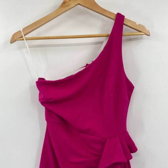 Hello Molly Backstage Passes One Shoulder Ruffled Mini Dress Magenta Womens 2 - Picture 3 of 10